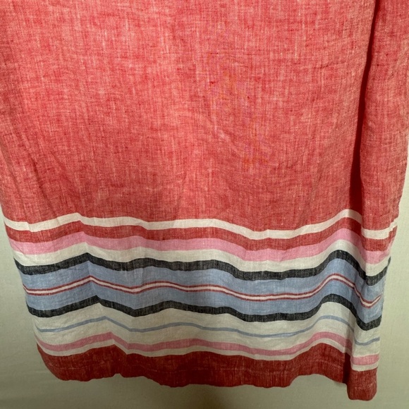 Talbots Linen Stripe Sleeveless Shift Dress Seaside Stripe Beach Coastal - Picture 5 of 12